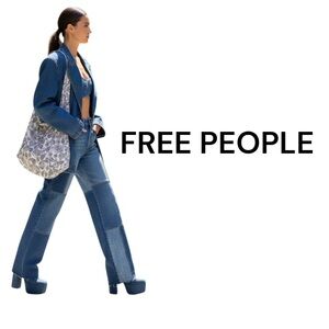 Authentic Free People designer signature sheer hobo purse